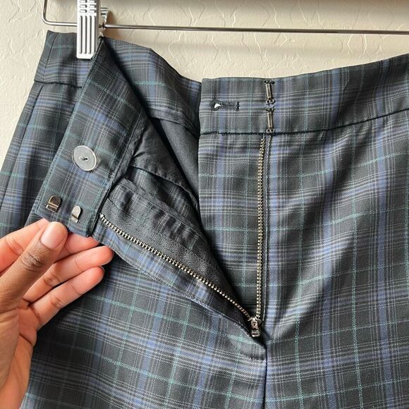 Tibi Trouser Pants Marvel Black Blue Plaid Taylor Straight Leg Ankle Pant Size 4 - Picture 6 of 11
